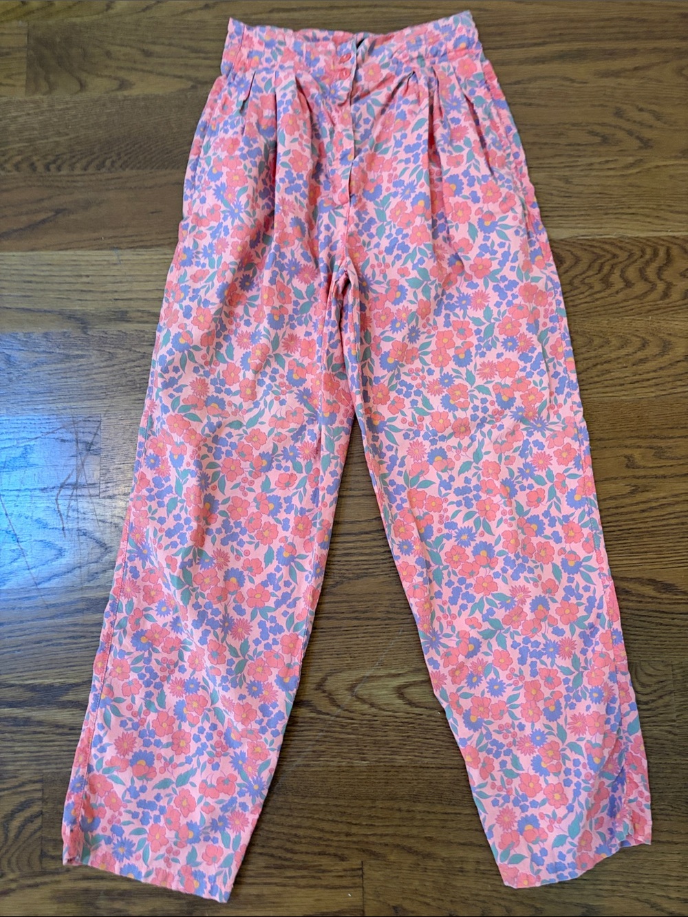 Vintage Pink & Coral Floral Pull-On Kids Pants
